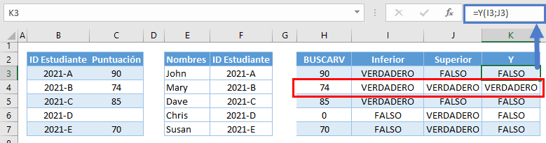 Formato si el buscarv está dentro del rango función y