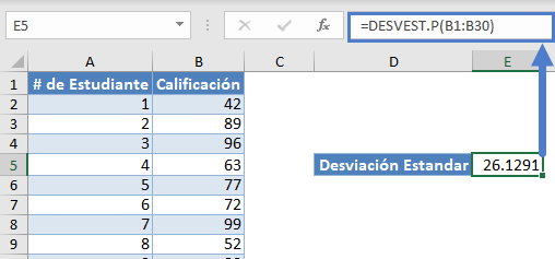 Función DESVEST P