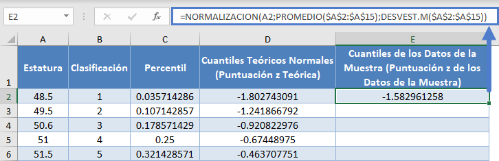 Función Normalización Cuantiles en Excel