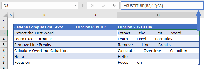 Función Sustituir en Excel