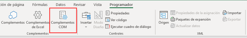 Grupo Complementos en Excel