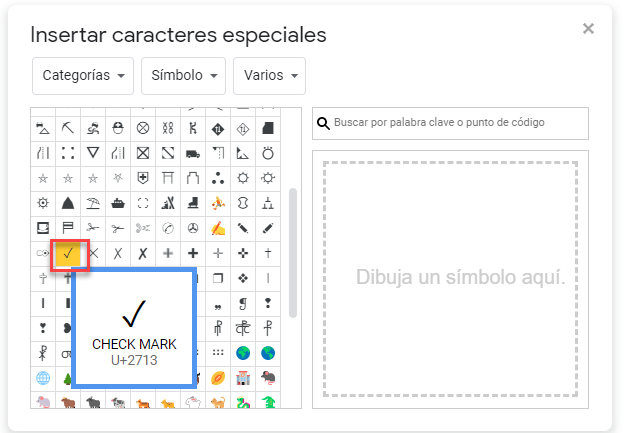 Insertar Check en Google Sheets