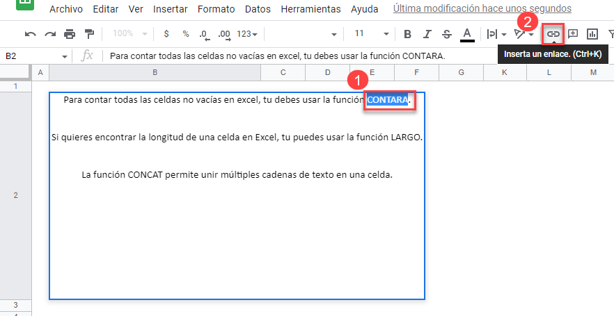 Insertar Vínculo en Google Sheets