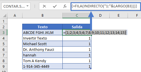 Invertir Texto Array Dinámico Paso1 en Excel