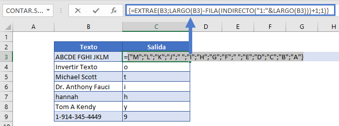 Invertir Texto Array Dinámico Paso3 en Excel