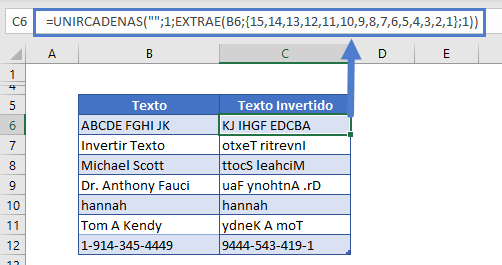 Invertir Texto Fórmula Simple en Excel