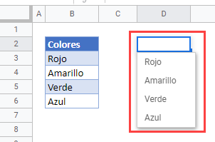 Lista Desplegable en Google Sheets