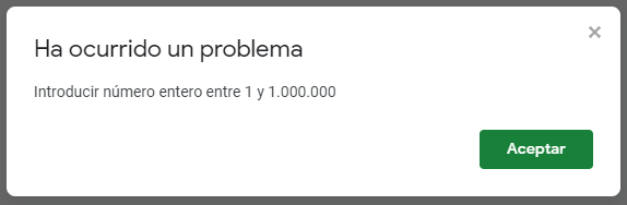 Mensaje de Error Validación de Datos en Google Sheets