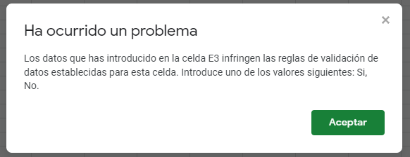 Mensaje-de Error en Validación de Datos en Google Sheets