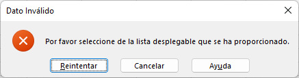 Mensaje de Error en Validación de Datos