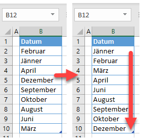 Monat Text sortieren nach Datum Daten