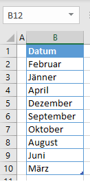 Monat Text sortieren nach Datum Grunddaten 1