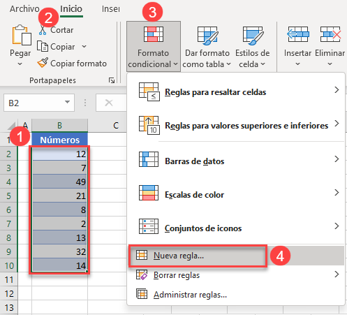 Nueva Regla de Formato Condicional en Excel