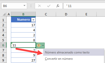 Número Almacenado como Texto en Excel
