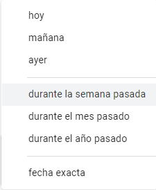 Opciones de Reglas de Formato de Fecha en Google Sheets