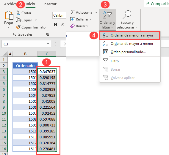 Ordenar Aleatoriamente un Rango en Excel