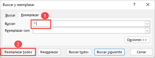 Ordenar con Buscar y Reemplazar Paso2 en Excel