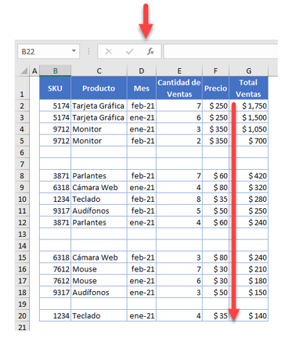 Ordenar e Ignorar los Espacios en Blanco en Excel