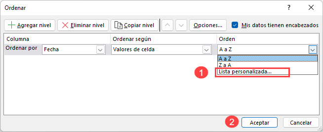 Ordenar por Mes en Excel Paso2