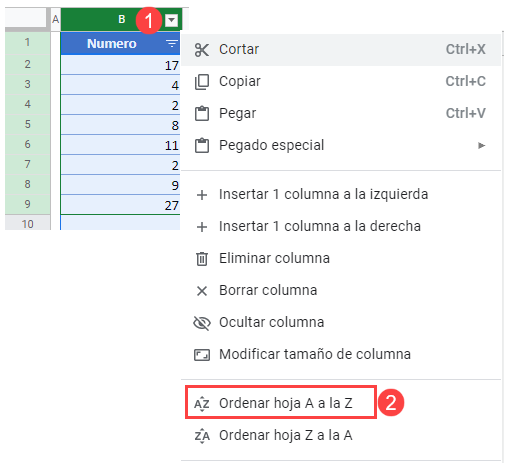 Ordenar por Número en Google Sheets Otra Opcion