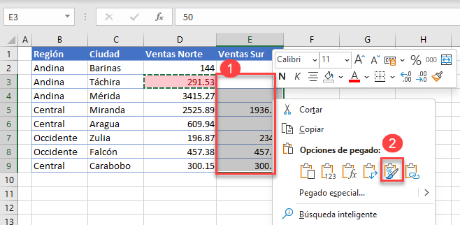 Pegar el Formato Condicional con Pegado Especial en Excel
