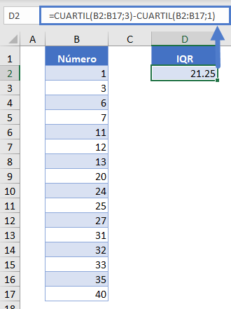 Rango Intercuartil IQR en Excel
