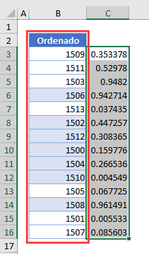 Rango Ordenado Aleatoriamente en Excel