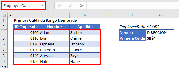 Rango con Nombre en Excel