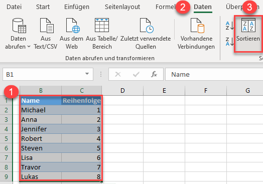 Reihenfolge von Daten umkehren 2