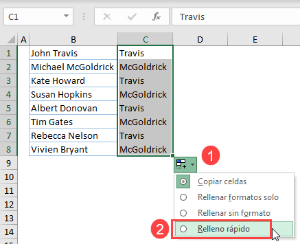 Relleno Rápido en Excel