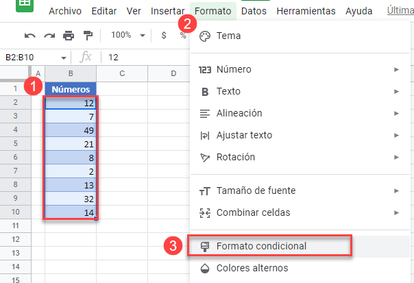 Resaltar los n Valores en Google Sheets