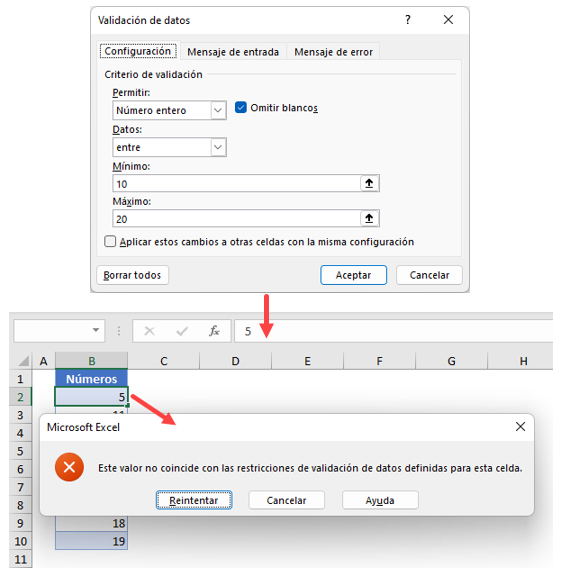 Restringir los Valores de las Celdas en Excel