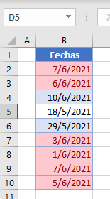 Resultado Aplicar Formato Condicional en Fechas en Excel