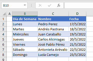 Resultado Opción de Autoajuste en Cinta de Opciones en Excel