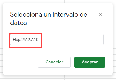 Seleccionar Intervalo de Datos en Google Sheets