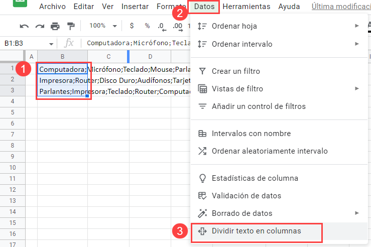 Separar Varias Lineas en Google Sheets