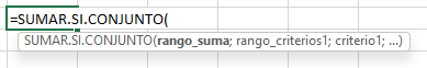 Sintaxis Sumar Si Conjunto en Excel