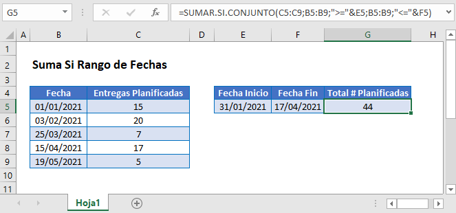 Suma Si Rango de Fechas en Excel