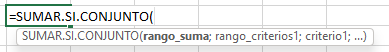 Sumar Si Conjunto Sintaxis en Excel