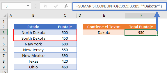 Sumar Si Contienen un Texto Específico Usando Comodines en Excel