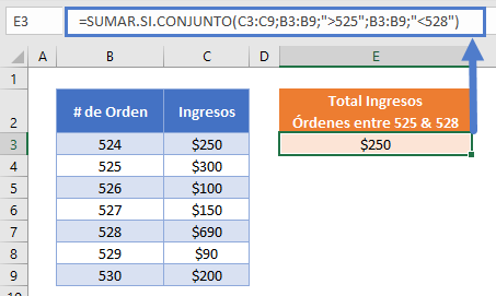 Sumar Si entre Valores Ej1 en Excel