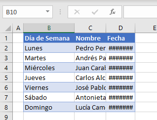 Tabla Inicial Autoajuste en Excel