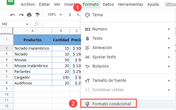 Tips Formato Condicional en Google Sheets