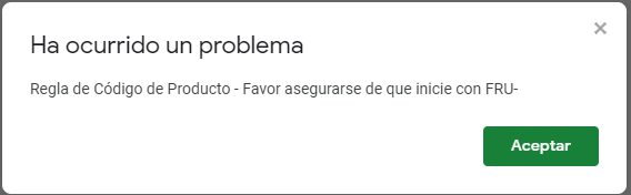 Validación de Datos Error Google Sheets