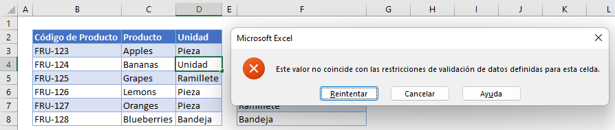 Validación de Datos Si Existe en Lista Error por Defecto