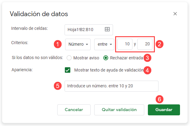 Validar Rango Paso2 en Google Sheets