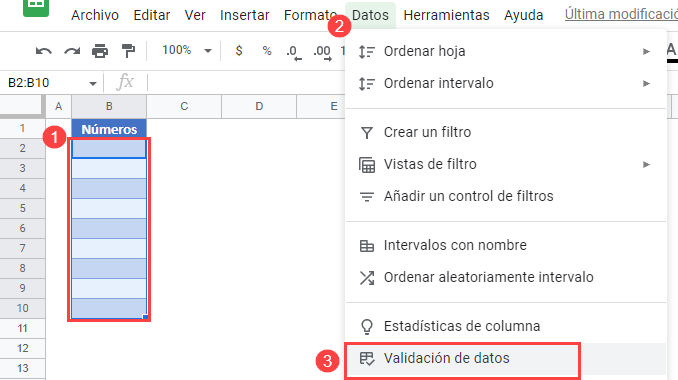 Validar Rango en Google Sheets