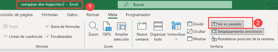 Ver en Paralelo Dos Hojas en Excel