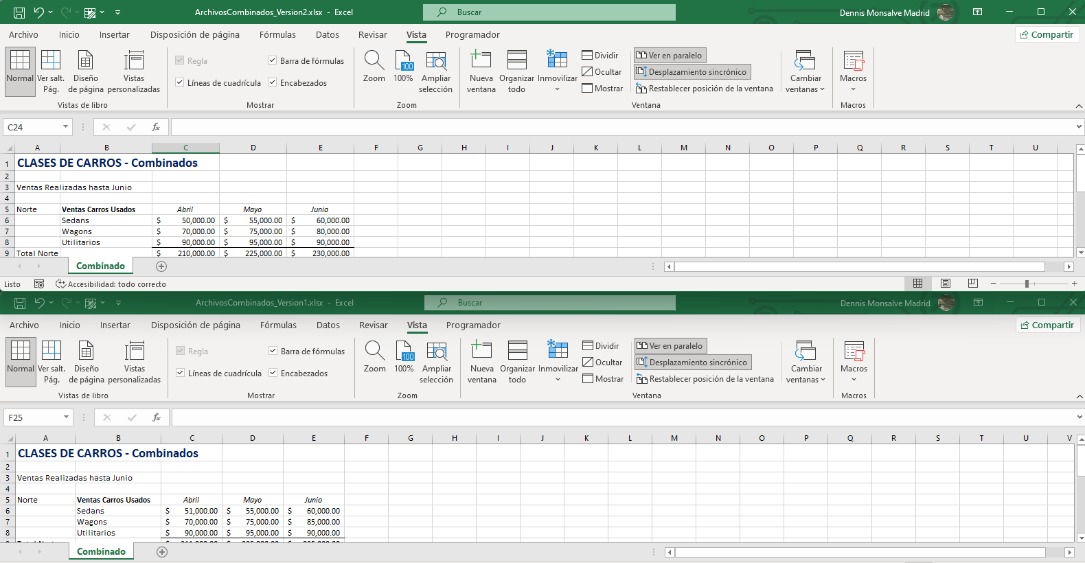 Vista Ver en Paralelo Parte3 en Excel