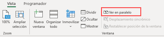 Vista Ver en Paralelo en Excel